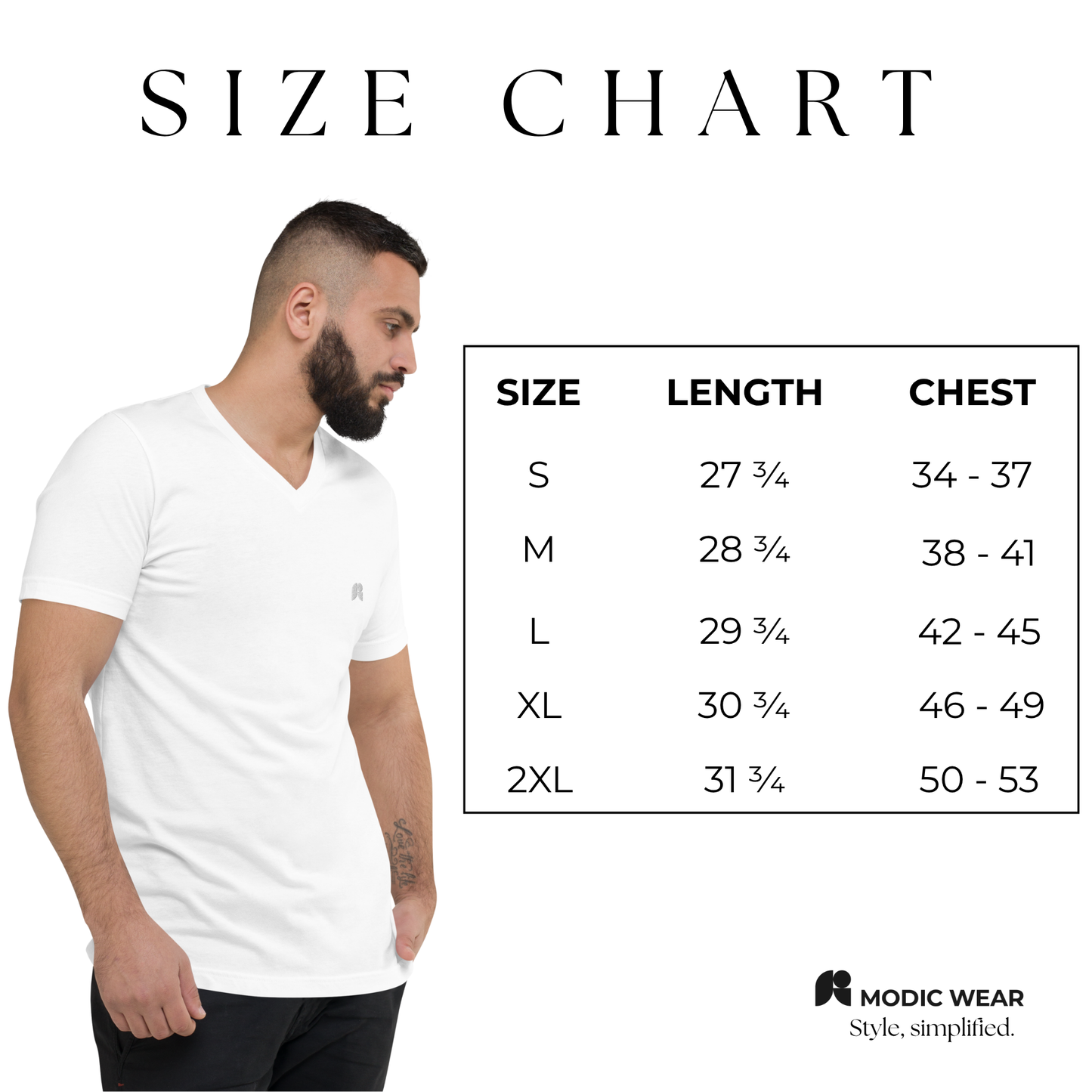 Unisex Short Sleeve V-Neck T-Shirt Modic Wear