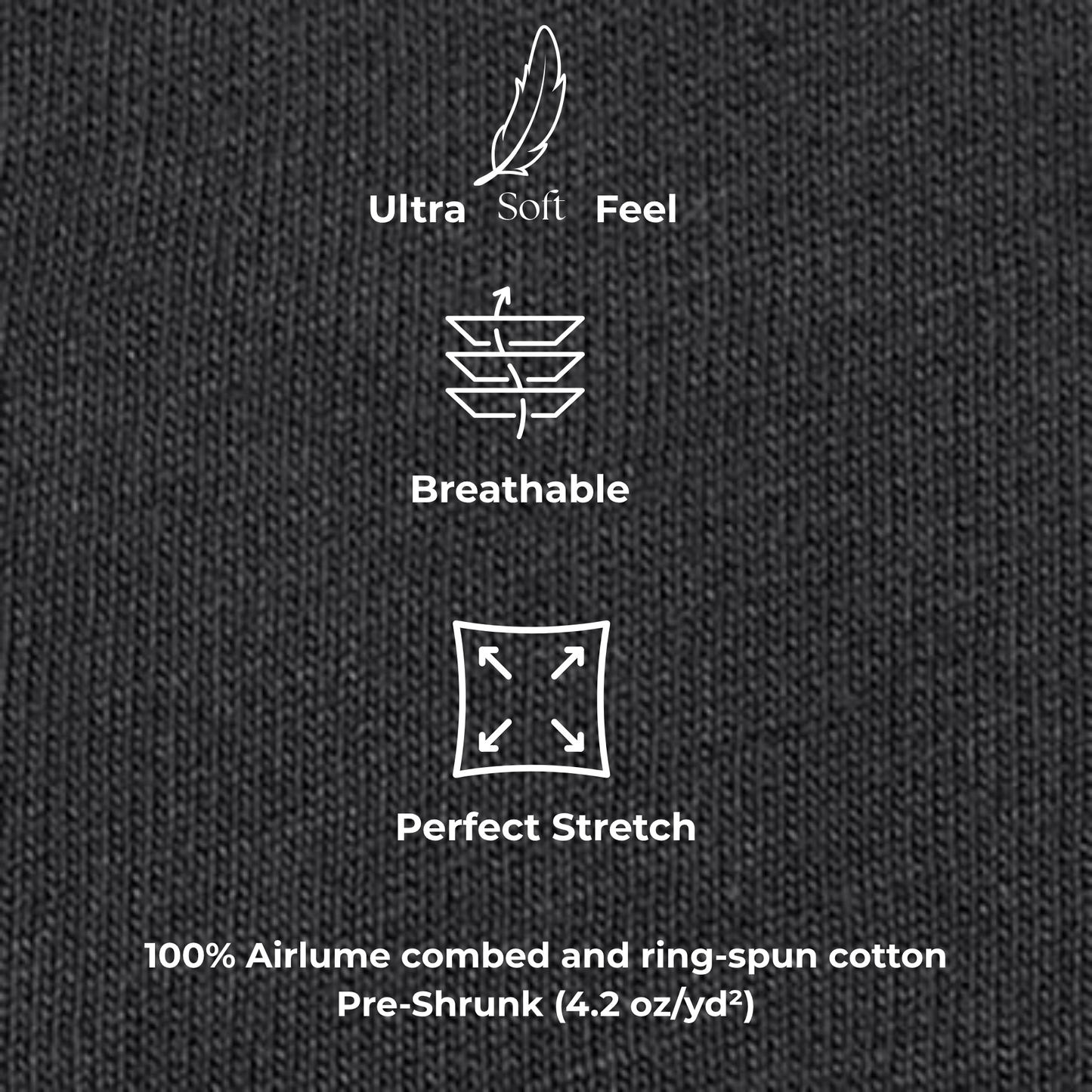 Infographic detailing features of Clarity Unisex Cotton T-shirt: ultra soft feel, breathable, perfect stretch, and fabric composition.
