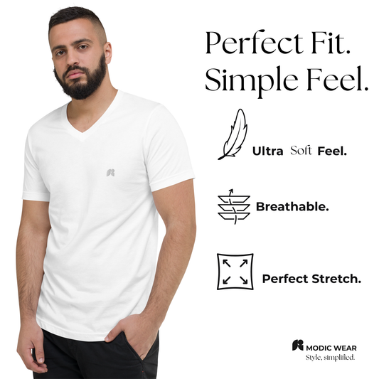 Unisex Short Sleeve V-Neck T-Shirt Modic Wear