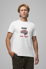 Brains Over Hype – Men's Motivational Graphic T-Shirt | Soft Cotton Tee