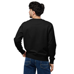 Back of men’s eco sweatshirt in solid Black Color – premium organic cotton fabric with clean finish